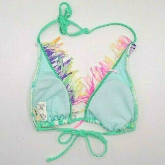 Hobie Triangle Bikini Swim Top Fringe Medium Green - Picture 7 of 8